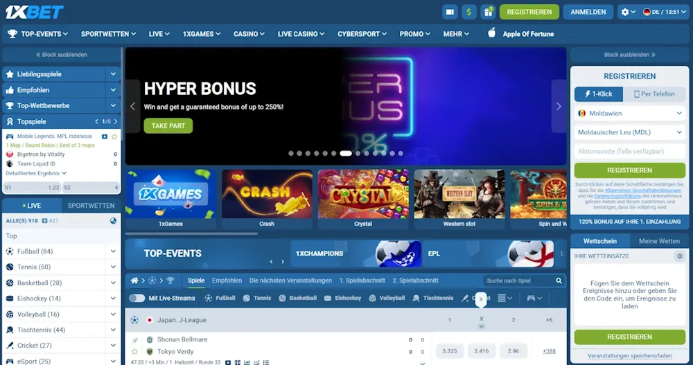 1xbet Plattform-Showcase