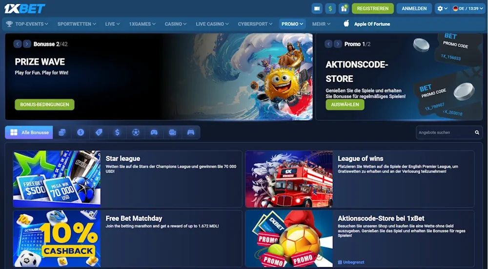 1xbet Promotions-Übersicht