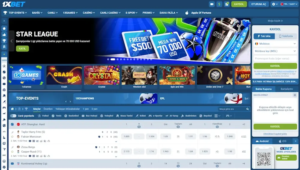 1xbet temel özellikler