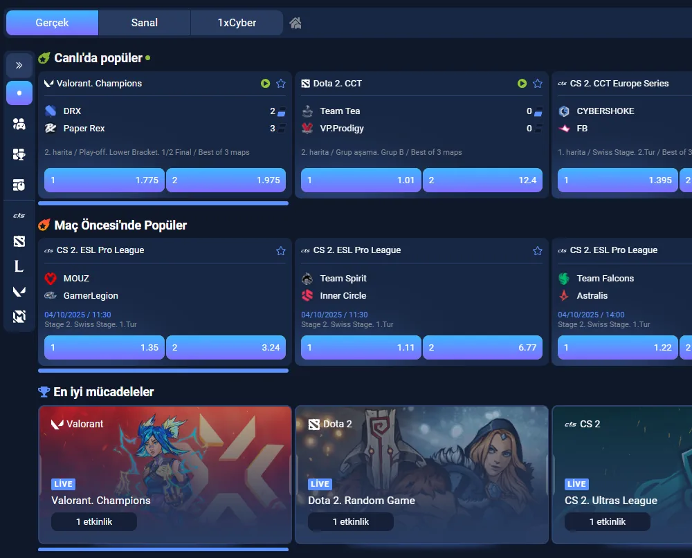 1xbet e-spor inceleme